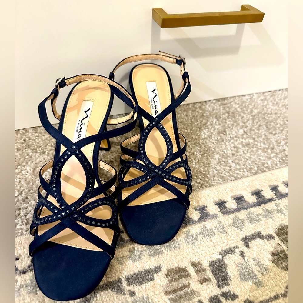 Gorgeous Blue Nina Heels with blue rhinestones! Size 7.5